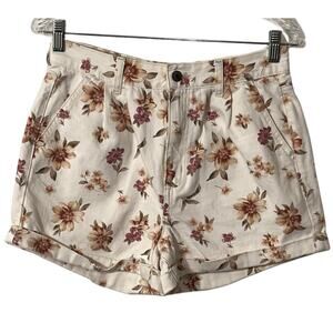 American Eagle Shorts Womens Size 6 White Floral Mom Short Pockets Zip Close NWT